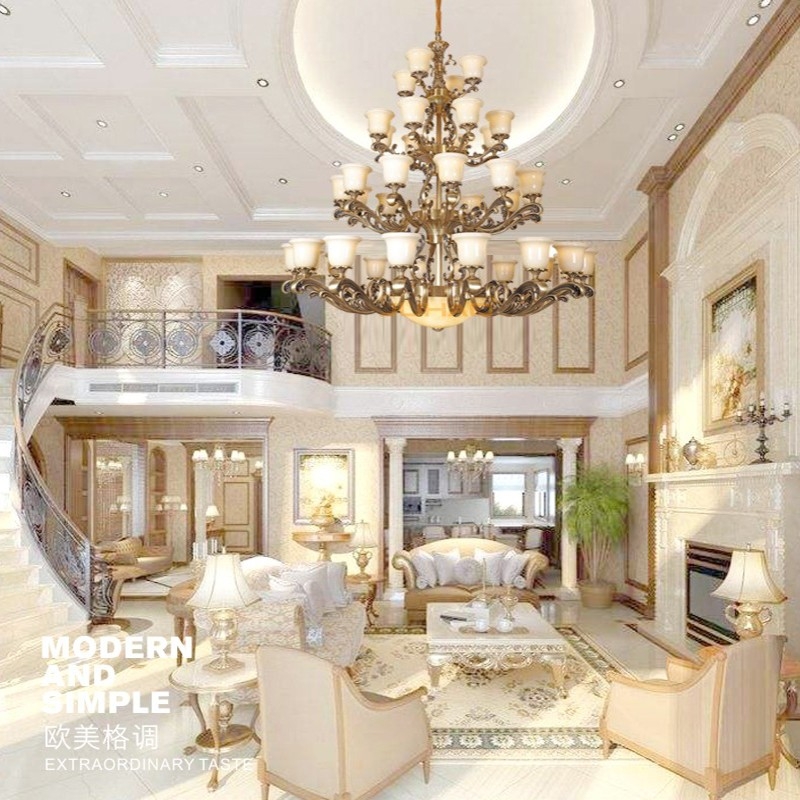 JH-65598-B+16+12+8+4美式灯全铜/客厅/餐厅/房间/会所/别墅