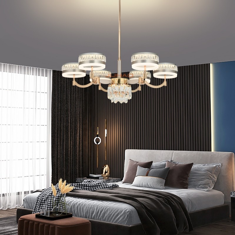 光耀V-12876-6简约现代铁艺铝材亚克力吊灯