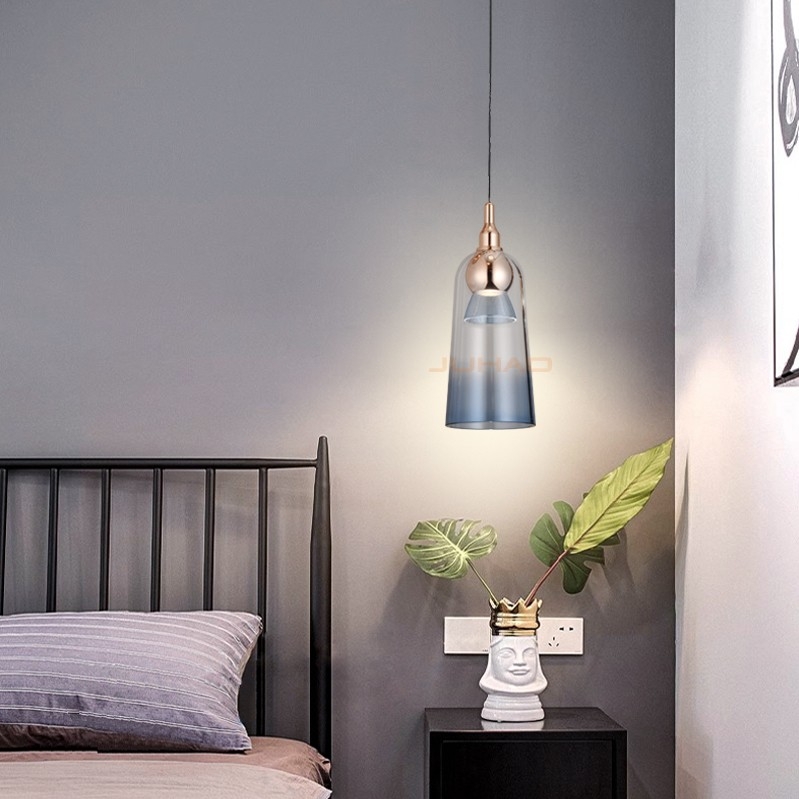 12850B浅蓝现代简约 铁艺亚克力单头吊灯