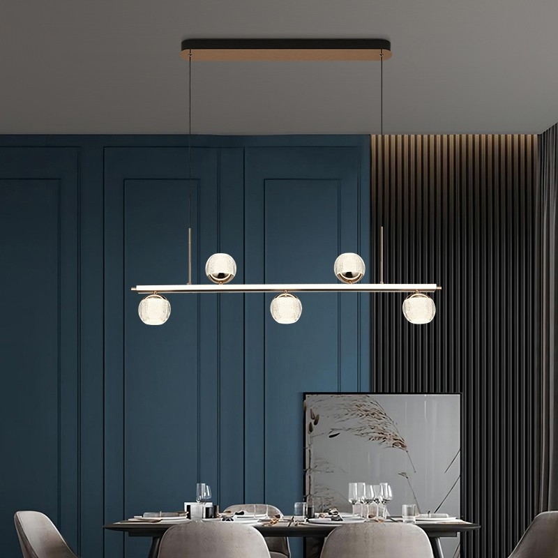 安澜V-12931-5头简约现代铝材铁艺亚克力餐吊灯