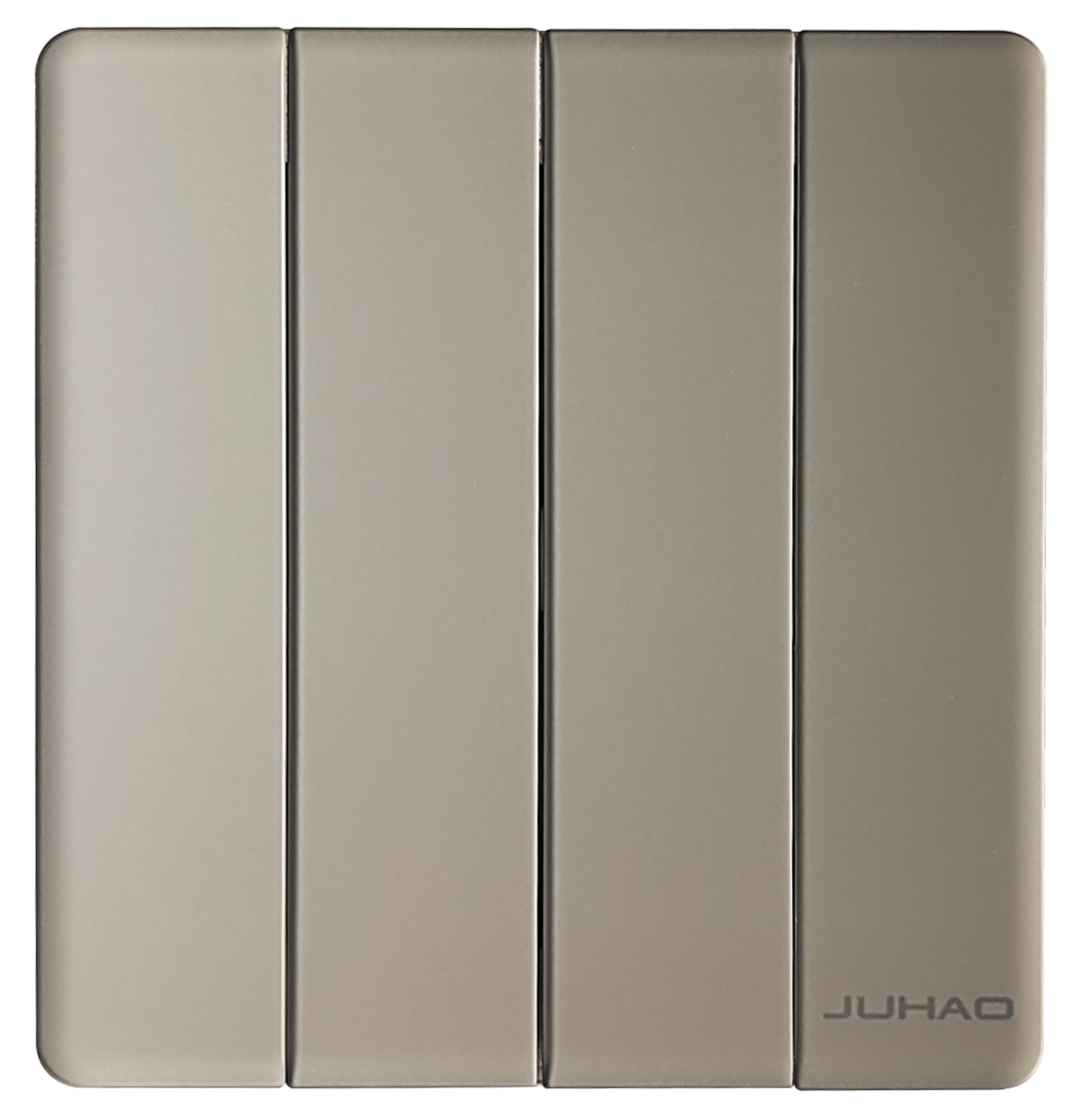 P9御系列超薄钢化玻璃四位双控开关 （ 咖啡棕）